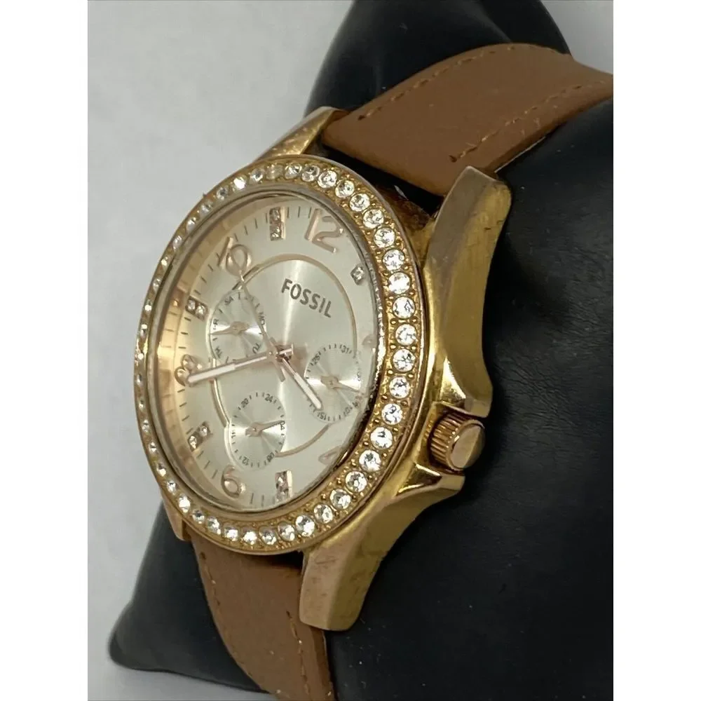 Fossil ES3466 Women's Brown Leather Analog Dial Quartz Genuine Watch HK1023